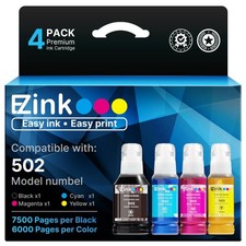 E-Z Ink 502 High Yield Ink Refill for Epson ET-4760 ET-3760 (4 Pack) picture