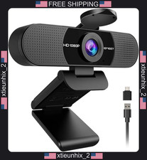 Webcam 1080P with Microphone, 90° Wide-Angle, Privacy Cover, USB picture