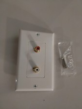 DECORA FACEPLATE WHITE DUAL RCA's FEED-THRU JACKS(FEM) VANCO- BRAND NEW picture
