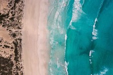 Landscape nature water beach trees sea turquoise aerial Custom Gaming Mat Desk picture