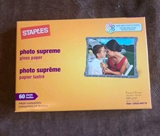 Staples Photo Supreme Gloss Paper 4X6  #1648176  Sealed Box-60 Sheets picture