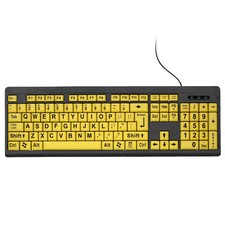 104-Key USB Wired Keyboard Large Print Black Letter for Low Vision Users Seniors picture