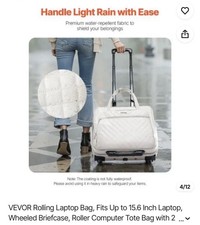 VEVOR Rolling Laptop Bag 15.6” Wheeled Briefcase Telescoping Handle Beige New picture