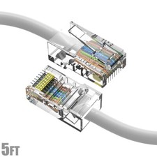 5FT Cat5e RJ45 Ethernet LAN Network UTP Non-Booted Patch Cable Copper Wire White picture