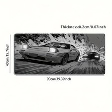 1pc Large Electronic Sports Gaming Mouse Pad, Black And White Racing Cartoon S picture