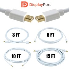 3 6 10 15 FT Mini DisplayPort DP Male to Male Video Cable Gold MacBook White picture
