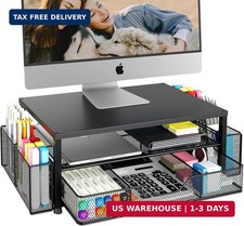 Desk Organizer and Accessories, 2-Tier Computer Monitor Stand Riser with Drawer picture