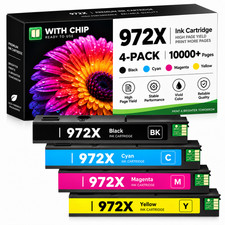 972X 4PK Ink Cartridge For 972A PageWide Pro 477dn 577dw 577z 452dn 452dw picture