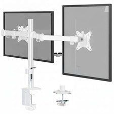 MountIt Dual Monitor Mount Desk Full Motion White Steel 1732 Inch 19.8 lbs picture