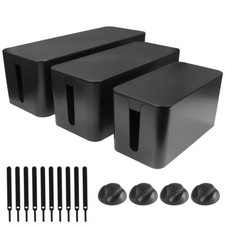 3Pack Cable Management Box Cord Organizer Power Strip & Wire Hider ABS Cord Box picture
