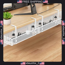 Cable Management Tray 15.75 inch Metal Under Desk Organizer No Drill White picture