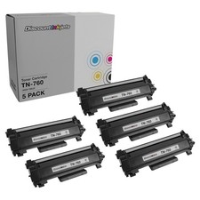 DI Toner Cartridges for Brother TN760 (Black, 5pk) HL-L2370 MFC-L2730 picture