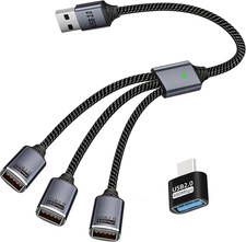 USB Splitter 1 in 3 Out, USB Splitter Cable, Double Dual Port Adapter picture