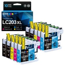 E ZInk Pro LC203XL 10P Ink Cartridges for Brother Printers High Yield 550 Pages picture