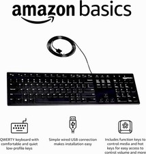 Full-size Wired Keyboard - QWERTY Layout - Amazon Basics - FAST SHIPPING picture