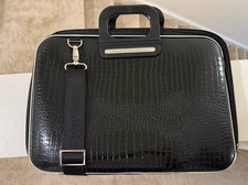 Bombata Fabio Guidoni Black Croc Laptop Case Briefcase Bag Strap Italian Design picture