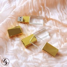 Personalized Custom Photography Wedding Logo Glass USB Pen Flash Drive box picture