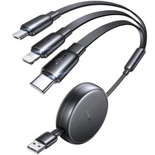 LISEN Multi Charging Cable, 3 in 1 Retractable Black  picture