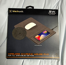 blackweb Qi Wireless Charging Mouse Pad Non-Slip LED Indicator Gray Fabric picture