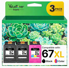 67XL Cartridges Black and Color (3-Pack) for HP Ink 67 67XL Replacement picture