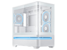 ASUS Prime AP202 ARGB White mATX case with fully tempered curved glass, supports picture
