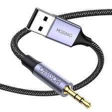 MOSWAG USB to 2.5mm Male Audio Cable Compatible with 3.28FT/1Meter, Black  picture