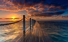 Landscape nature sunset pier sea water low Custom Gaming Mat Desk picture