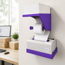 Wall Mount Bracket for Rollo Printer, Holds Fanfold and Roll Paper, Purple picture