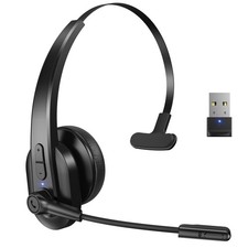 Bluetooth Headset with USB Dongle for Computer, Single-Ear Wireless Headset w... picture