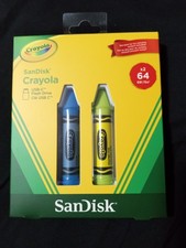 SanDisk Crayola 64GB USB-C Flash Drive 2-Pack 130MB/s Blue/Green Brand New picture