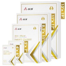 Lot Multi-size A-SUB Premium Glossy Photo Paper 48LB Inkjet Printer Canon Epsn. picture