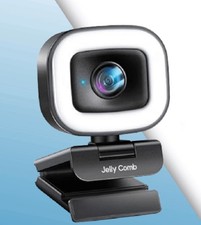 Jelly Comb W15 1080P 60FPS Streaming Webcam w/ Ring Light Autofocus Dual Mic USB picture