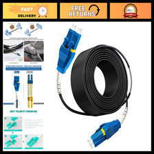 100ft Outdoor Armored Fiber Patch Cable LC to LC, Single Mode Duplex Jumper 9/12 picture