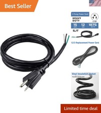 6ft 12 Gauge 3 Prong Heavy Duty Replacement Power Supply Cord Cable 110V 115V... picture