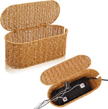 Cable Management Box, Handmade Rattan Cord Organizer for Power Strip picture