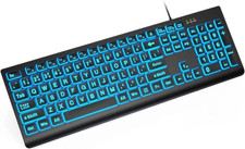 K11PRO Large Print Backlit Keyboard, 3X Larger Font Wired USB Lighted picture