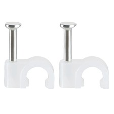 200pcs Wall Mount Coax Electric Cable Wire Clip Fastener Saddle 6mm Width White picture