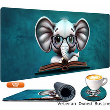 Haositeck Elephant Mouse Pad Cute Large Stitched Edges 31.5 X 11.8 Desk Pad picture