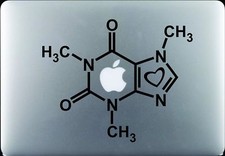 Caffeine Molecule with Heart - 8 inch black vinyl decal picture