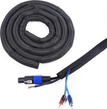 Black Split Braided Cable Management Sleeves 1Inch -30Feet picture