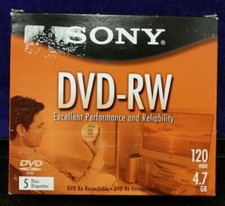 Brand New 5x Sony DVD RW 120 Mins 4.7GB Rewritable DVD Disc Jewel Case C5-1 picture