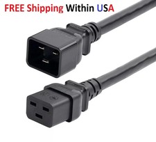 Lot of 10, 1FT, C19 to C20 AC Power Cord Extension 12AWG 20A 250V Server Network picture