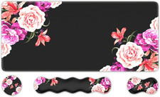 Peony Flower Mouse Pad Set - Stylish Desk Mat for Keyboard & Mouse picture