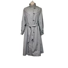 Vintage MS. Freddi Lavender/Gray Long Classic Trench Coat/Belt Size 10 picture