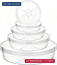 Hacaroa 24 Pack Clear Plant Saucer Drip Trays, 6/8/10/12 Inch Plastic Plant Wate picture