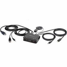 StarTech 2-Port Hybrid USB-C HDMI Cable KVM Switch (c2h46uaccblkvm) picture