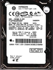 Hitachi HTS545032B9SA02 pn: 0A78253 mlc: DA3350 fw: 2009 320GB SATA 2.5 HDD 7402 picture