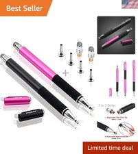 Precision Touchscreen Stylus - Black/Pink 2-Pack with Replacement Tips Included picture