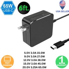 65W watt Type-C USB-C Laptop Adapter Charger For Dell HP Lenovo ASUS Acer Chrome picture