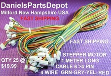 x25 STEPPER MOTOR CABLE 1 METER GRN GRY YEL RED 6 PIN 2.0 4 PIN XH 2.54 USA 3D picture